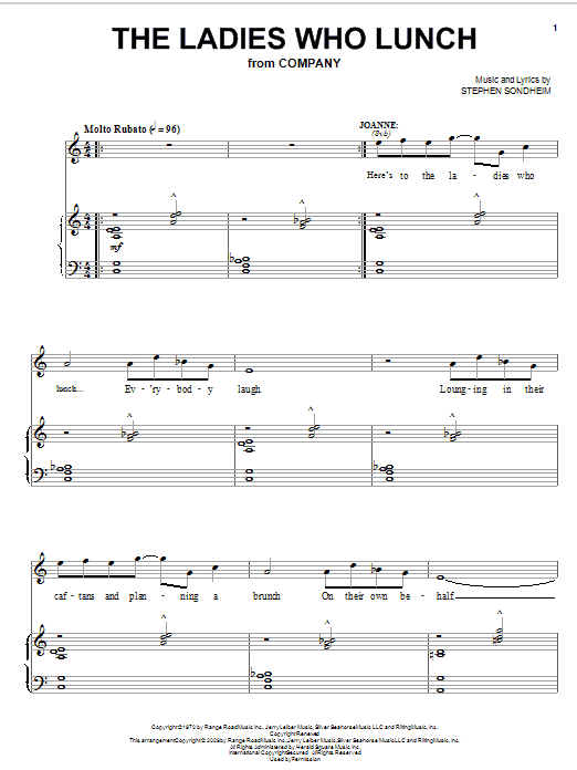 Stephen Sondheim The Ladies Who Lunch Sheet Music Notes & Chords for Piano & Vocal - Download or Print PDF