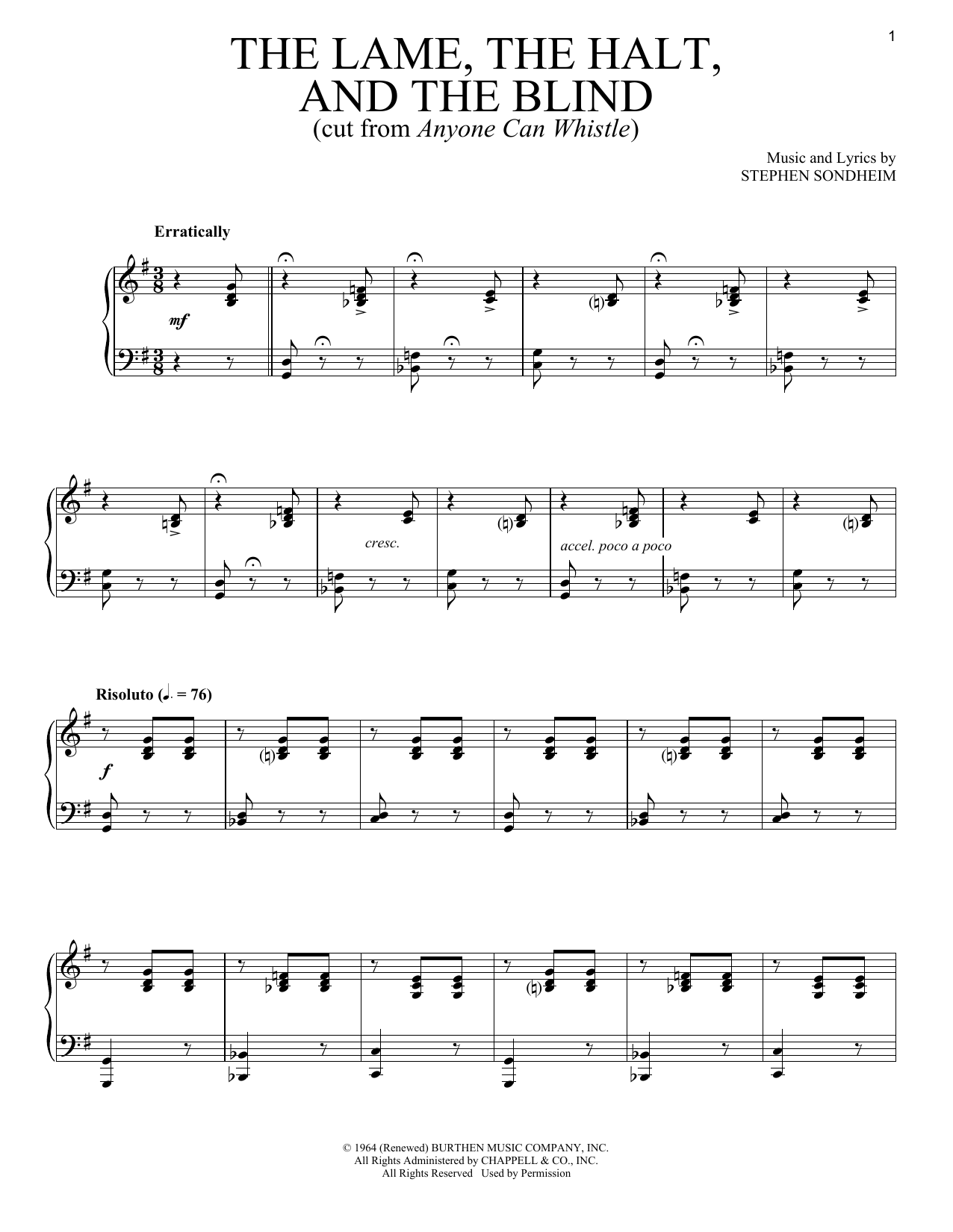 Stephen Sondheim The Lame, The Halt, And The Blind Sheet Music Notes & Chords for Piano & Vocal - Download or Print PDF