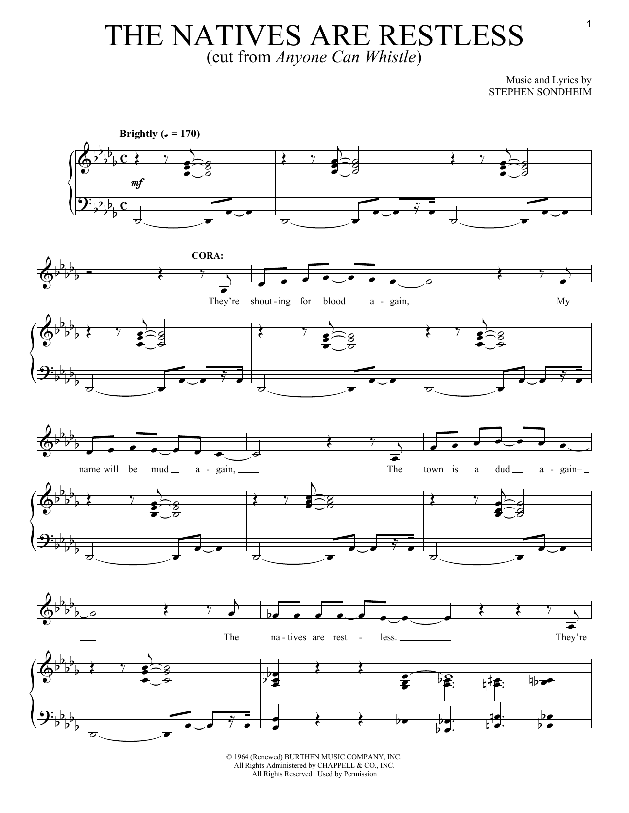 Stephen Sondheim The Natives Are Restless Sheet Music Notes & Chords for Piano & Vocal - Download or Print PDF