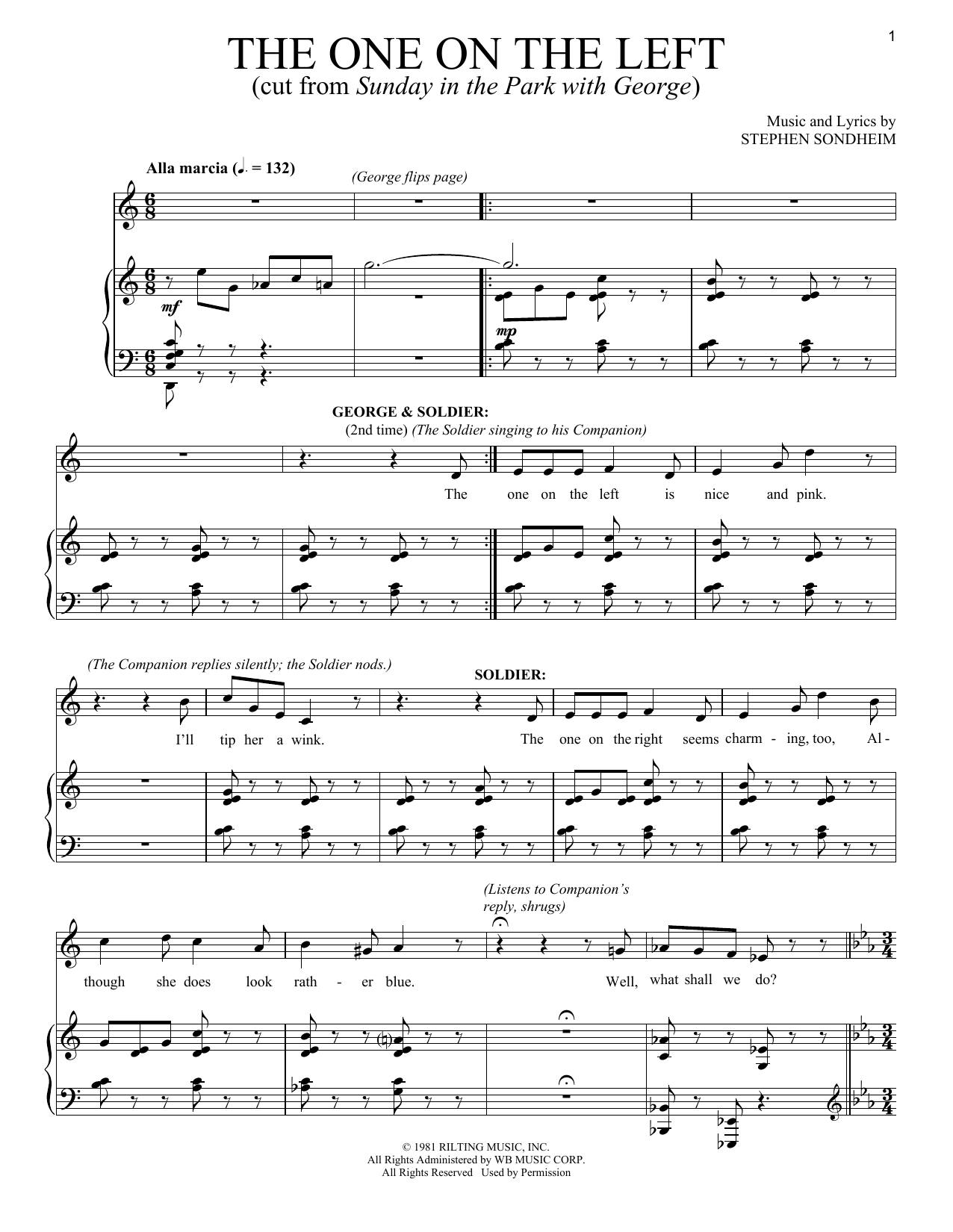 Stephen Sondheim The One On The Left Sheet Music Notes & Chords for Piano & Vocal - Download or Print PDF