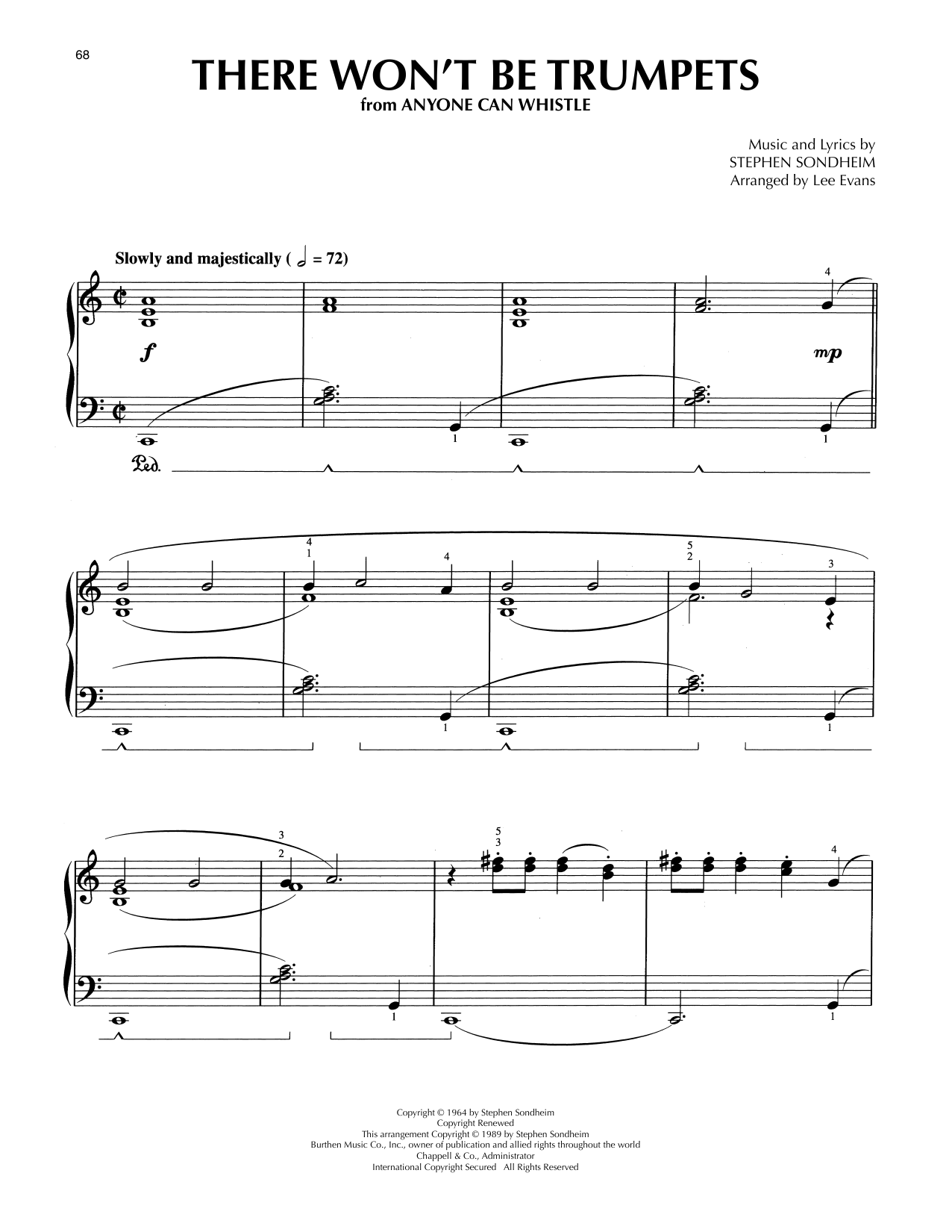 Stephen Sondheim There Won't Be Trumpets (from Anyone Can Whistle) (arr. Lee Evans) Sheet Music Notes & Chords for Piano Solo - Download or Print PDF