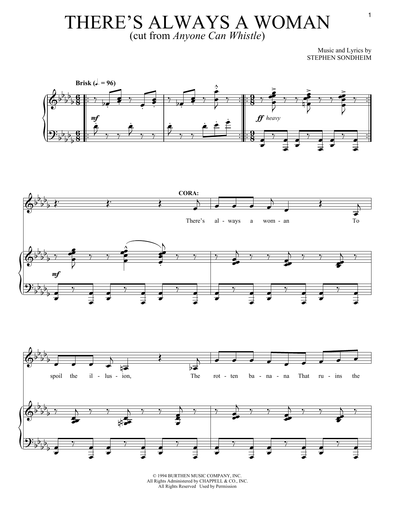 Stephen Sondheim There's Always A Woman Sheet Music Notes & Chords for Piano & Vocal - Download or Print PDF