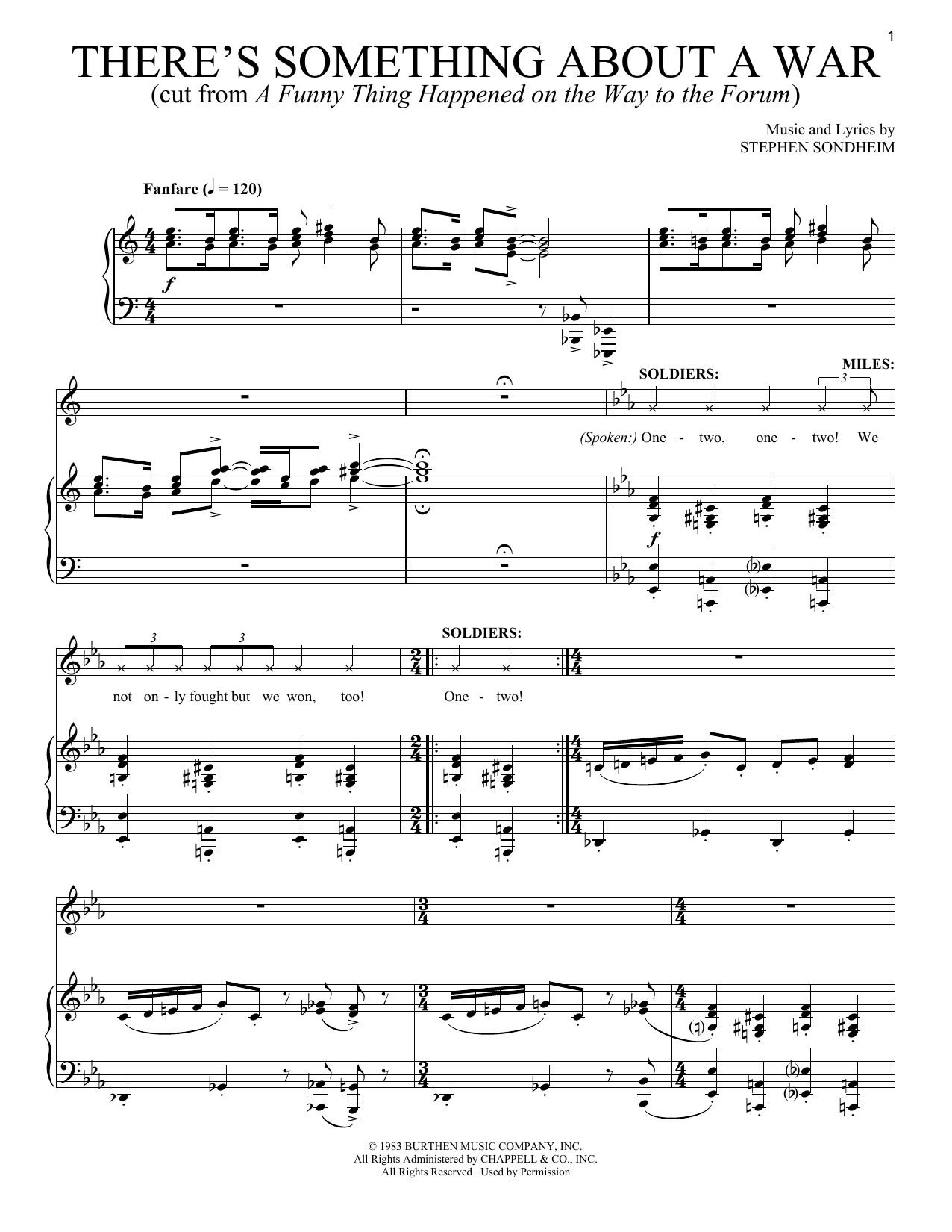 Stephen Sondheim There's Something About A War Sheet Music Notes & Chords for Piano & Vocal - Download or Print PDF