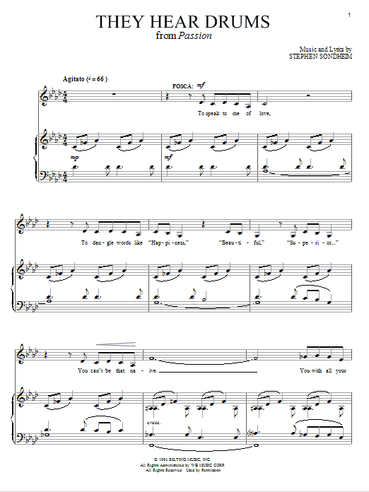 Stephen Sondheim They Hear Drums Sheet Music Notes & Chords for Piano, Vocal & Guitar (Right-Hand Melody) - Download or Print PDF