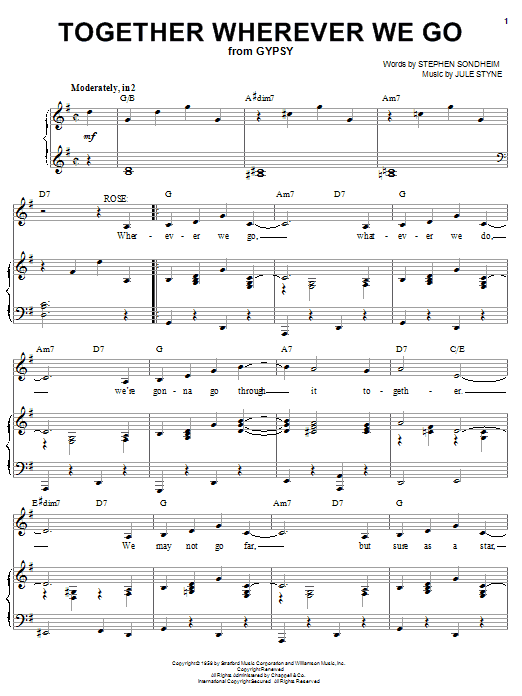 Stephen Sondheim Together Wherever We Go Sheet Music Notes & Chords for Piano & Vocal - Download or Print PDF