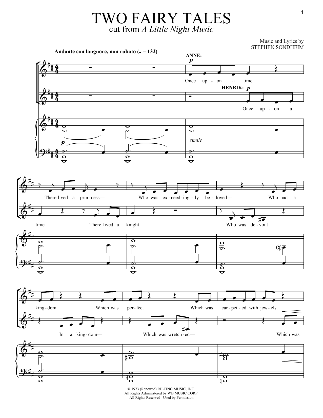Stephen Sondheim Two Fairy Tales Sheet Music Notes & Chords for Vocal Duet - Download or Print PDF