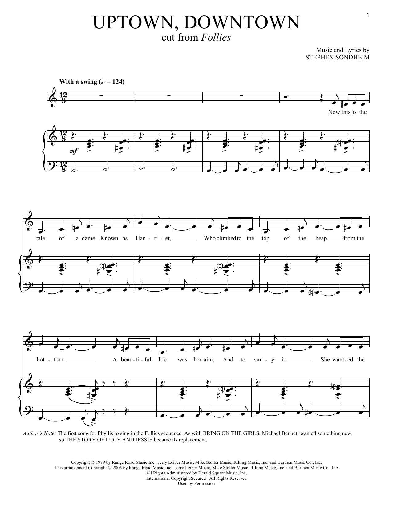 Stephen Sondheim Uptown, Downtown Sheet Music Notes & Chords for Piano & Vocal - Download or Print PDF