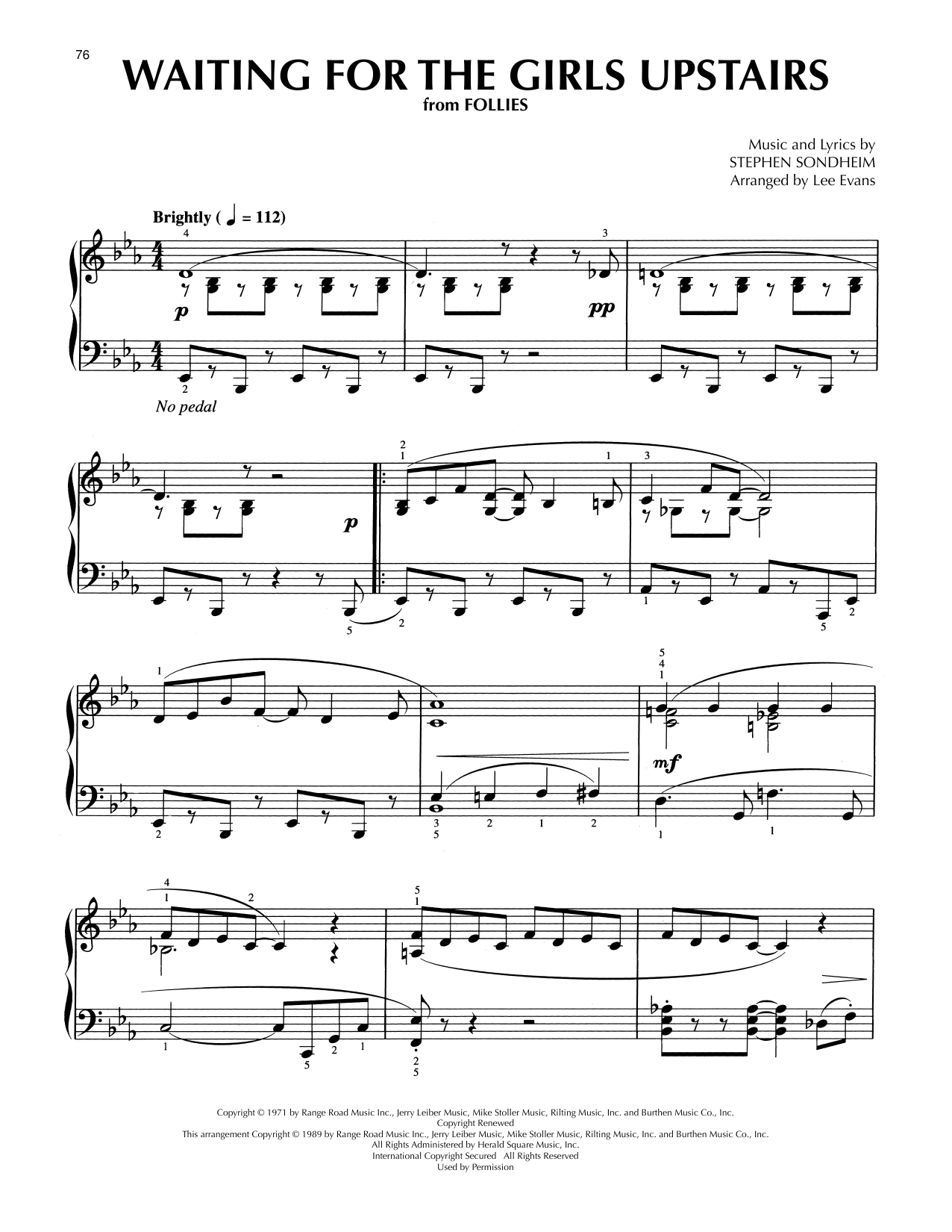 Stephen Sondheim Waiting For The Girls Upstairs (from Follies) (arr. Lee Evans) Sheet Music Notes & Chords for Piano Solo - Download or Print PDF