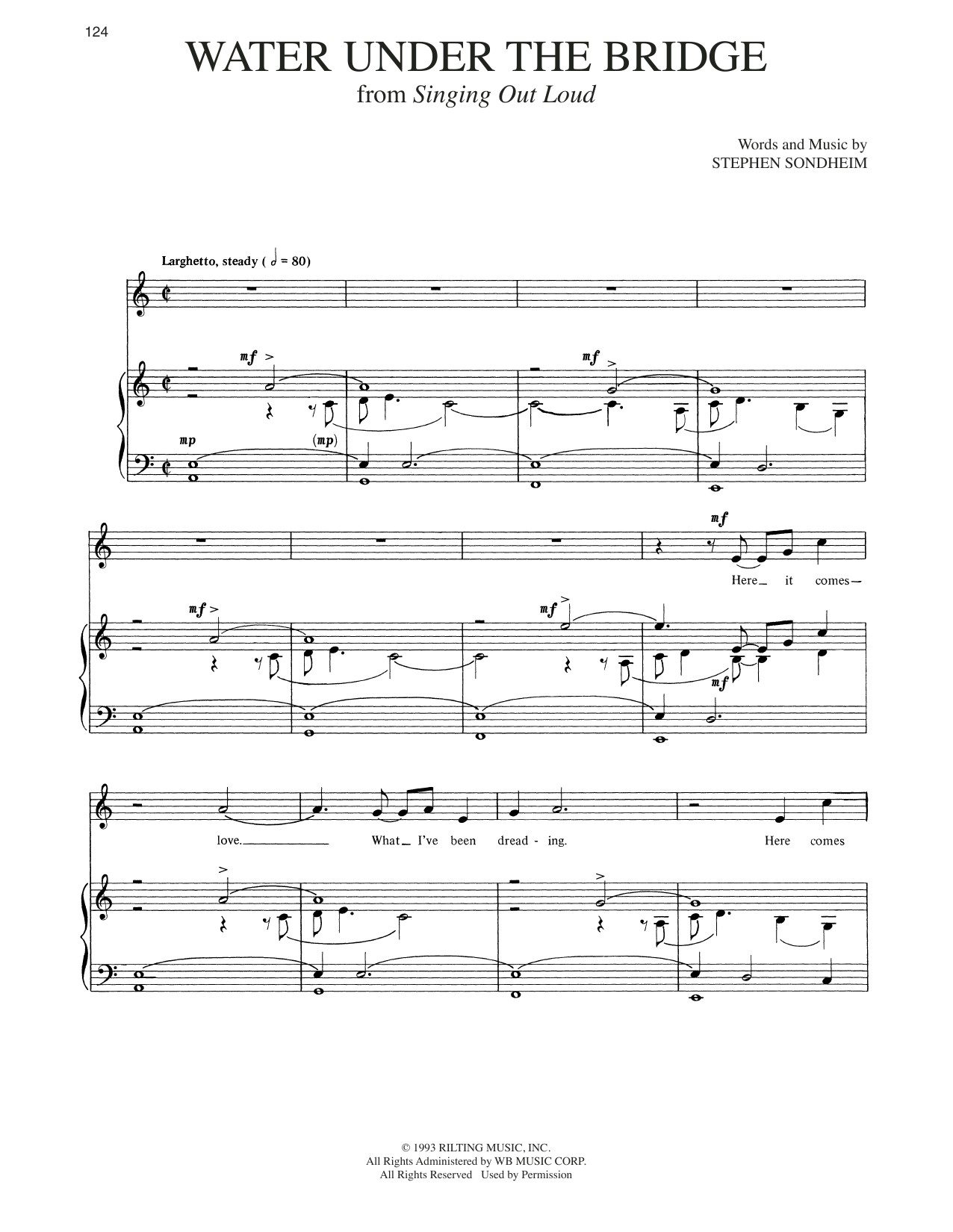 Stephen Sondheim Water Under The Bridge Sheet Music Notes & Chords for Piano & Vocal - Download or Print PDF