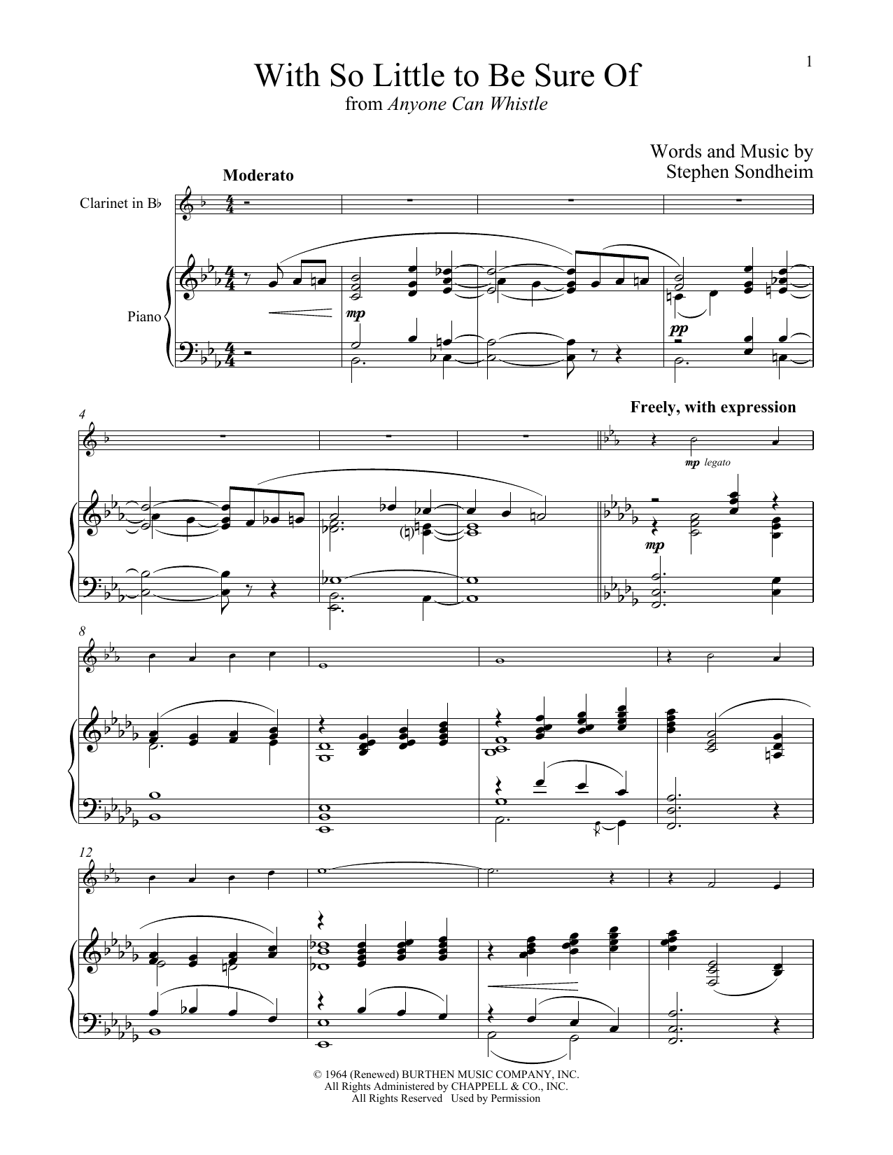 Stephen Sondheim With So Little To Be Sure Of (from Anyone Can Whistle) Sheet Music Notes & Chords for Violin and Piano - Download or Print PDF