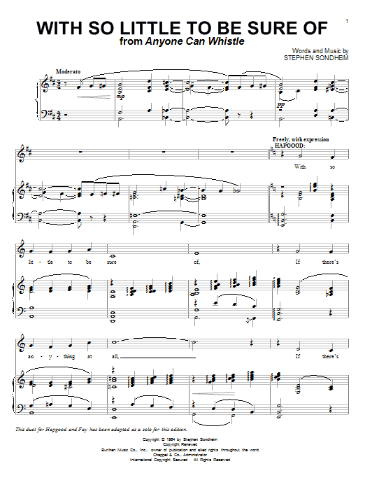 Stephen Sondheim With So Little To Be Sure Of Sheet Music Notes & Chords for Piano & Vocal - Download or Print PDF