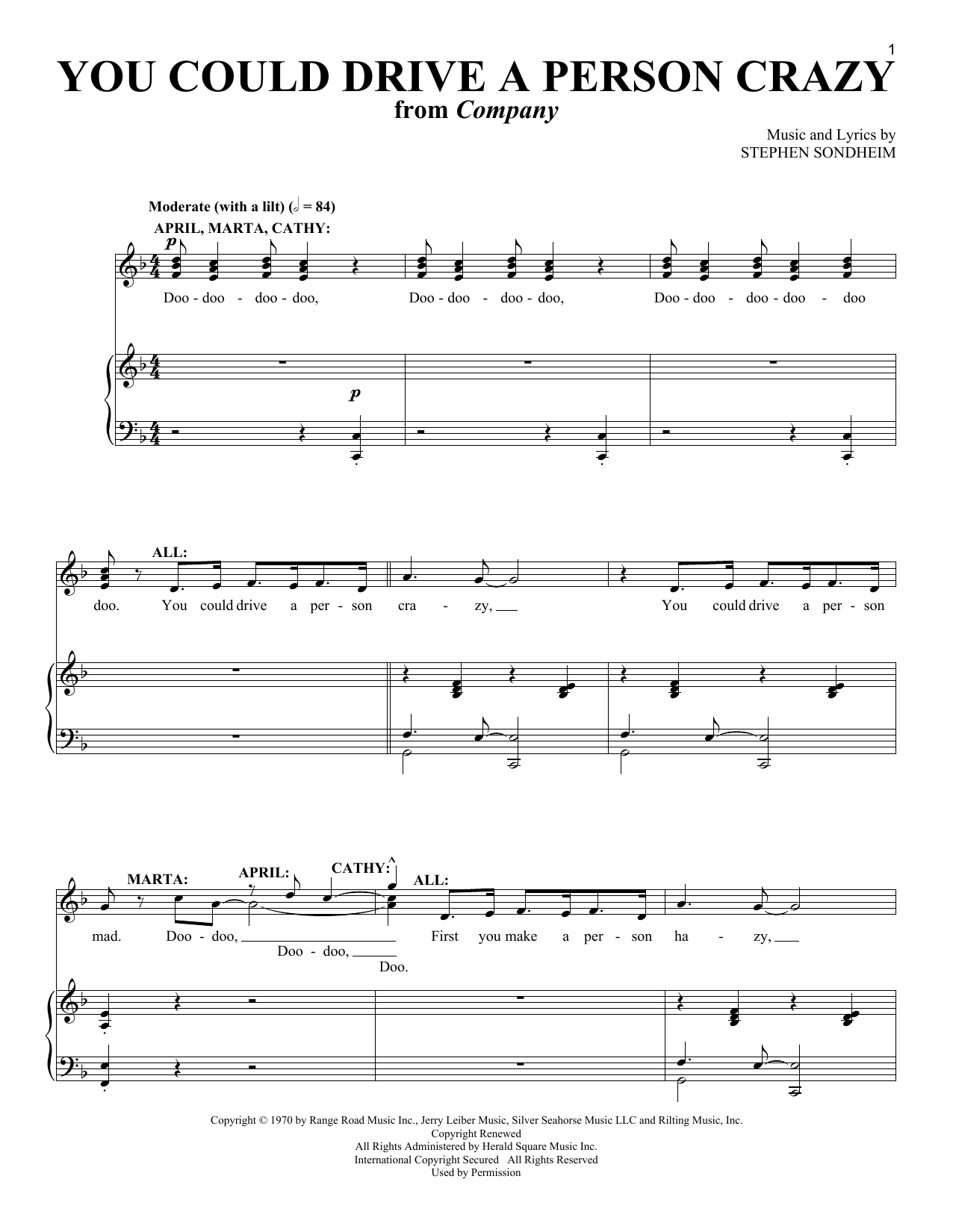 Stephen Sondheim You Could Drive A Person Crazy Sheet Music Notes & Chords for Piano, Vocal & Guitar (Right-Hand Melody) - Download or Print PDF
