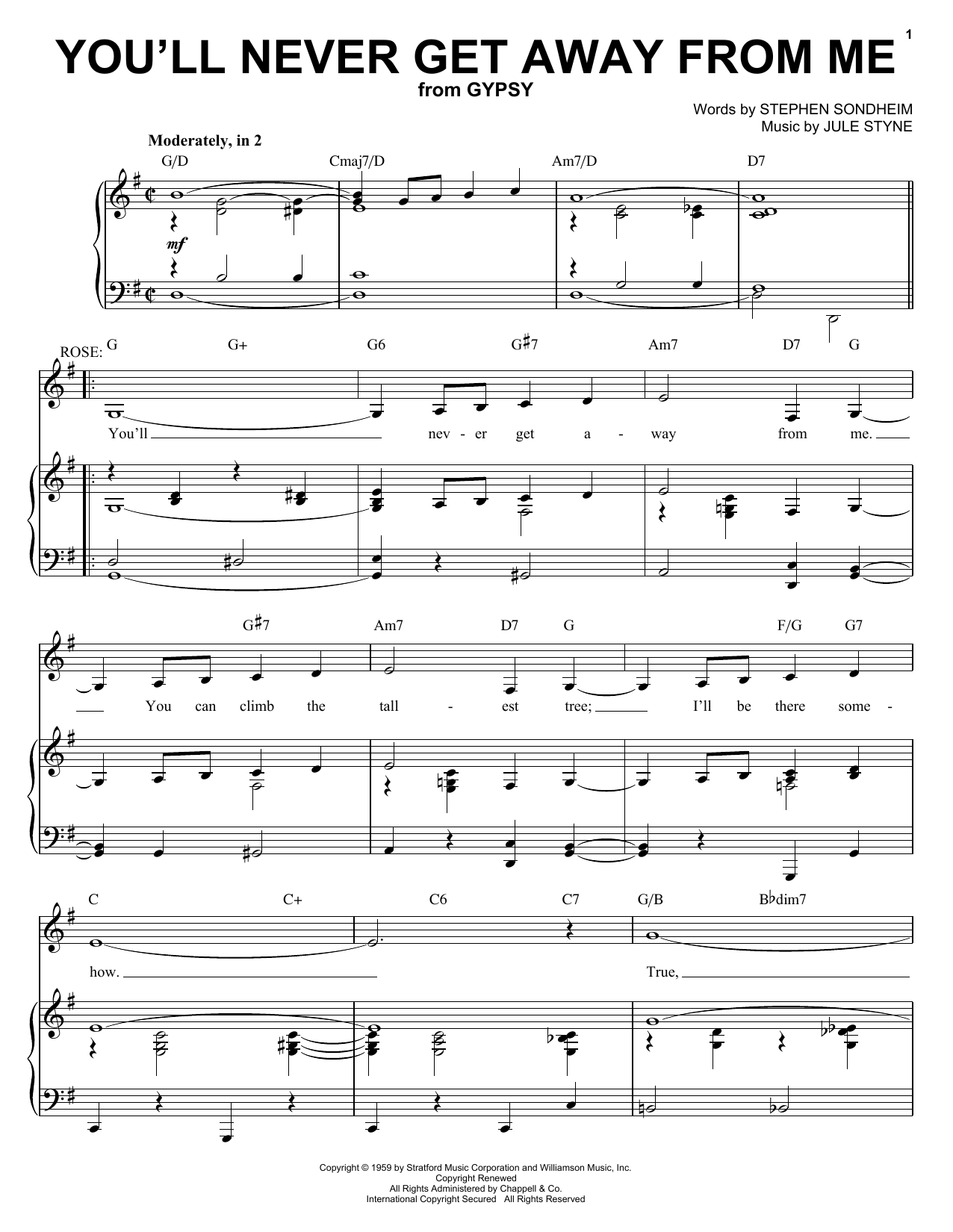 Stephen Sondheim You'll Never Get Away From Me Sheet Music Notes & Chords for Piano & Vocal - Download or Print PDF