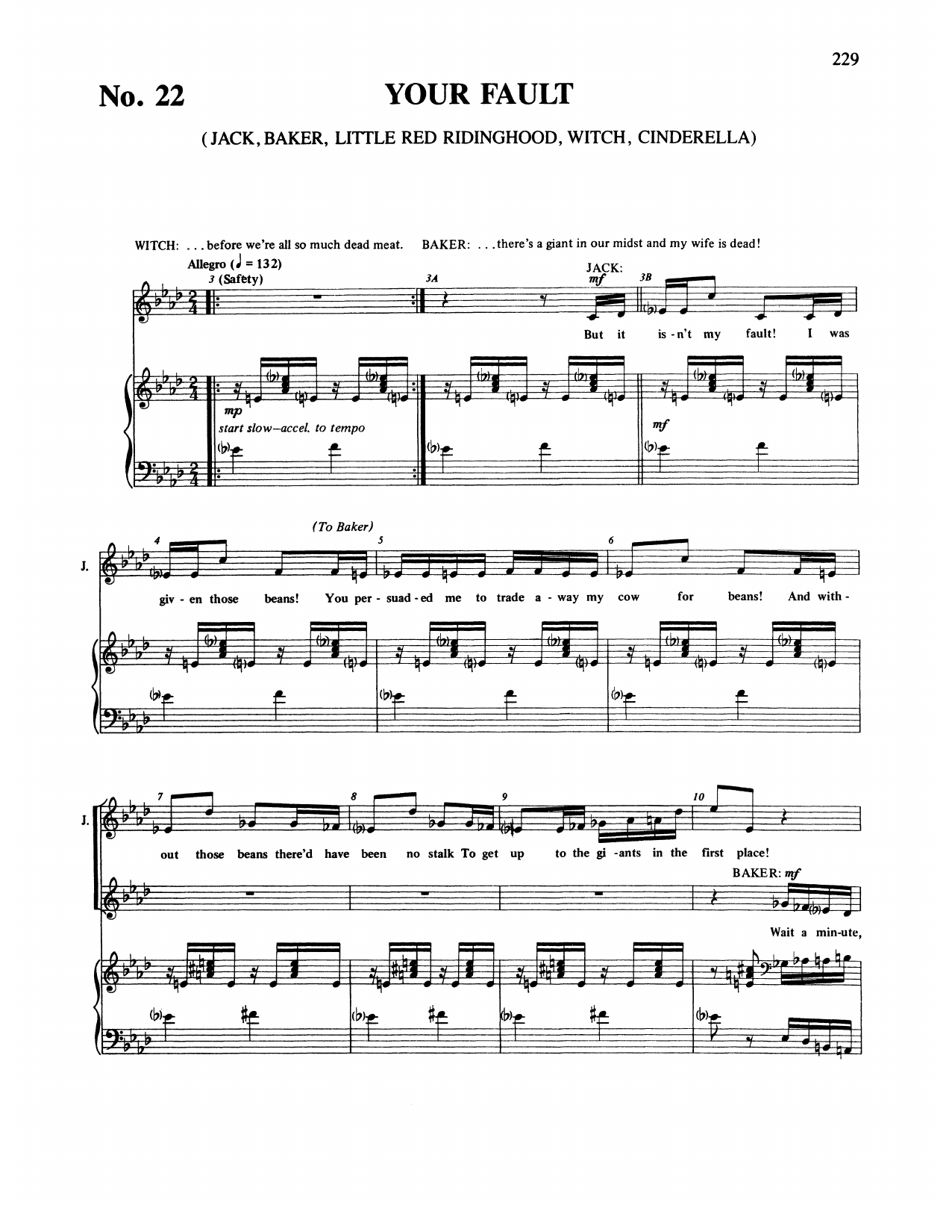 Stephen Sondheim Your Fault (from Into The Woods) Sheet Music Notes & Chords for Piano & Vocal - Download or Print PDF