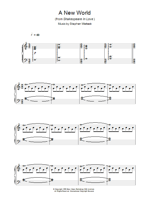 Stephen Warbeck A New World (from Shakespeare In Love) Sheet Music Notes & Chords for Piano Solo - Download or Print PDF