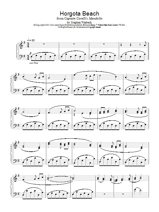 Stephen Warbeck Horgota Beach Sheet Music Notes & Chords for Piano - Download or Print PDF