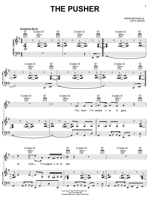Steppenwolf The Pusher sheet music notes and chords. Download Printable PDF.