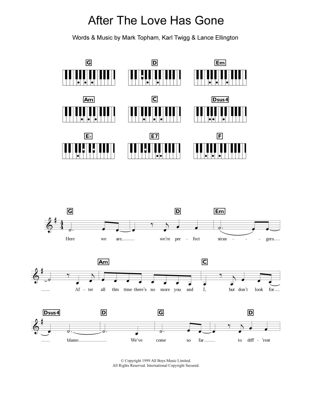 Steps After The Love Has Gone Sheet Music Notes & Chords for Keyboard - Download or Print PDF