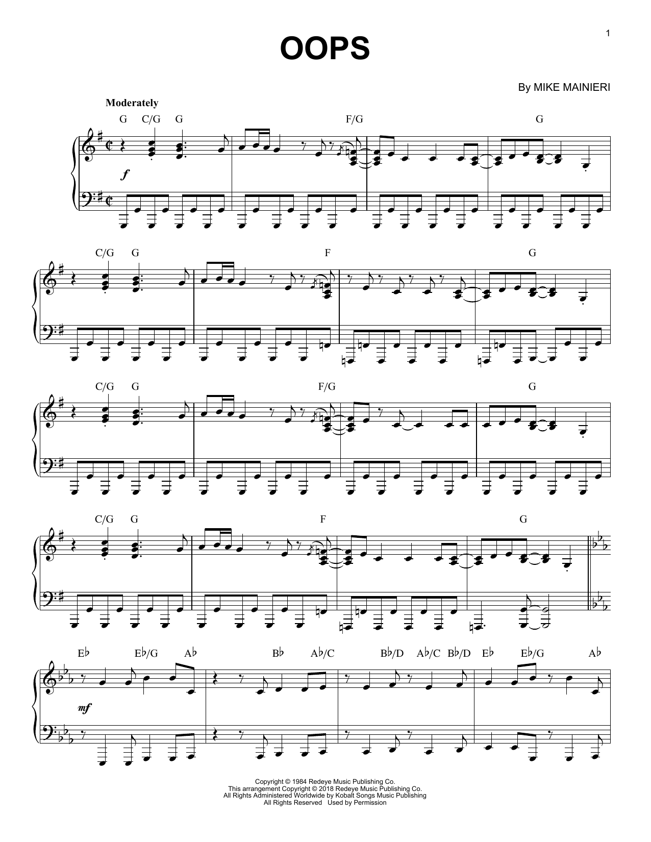 Steps Ahead Oops Sheet Music Notes & Chords for Piano Solo - Download or Print PDF