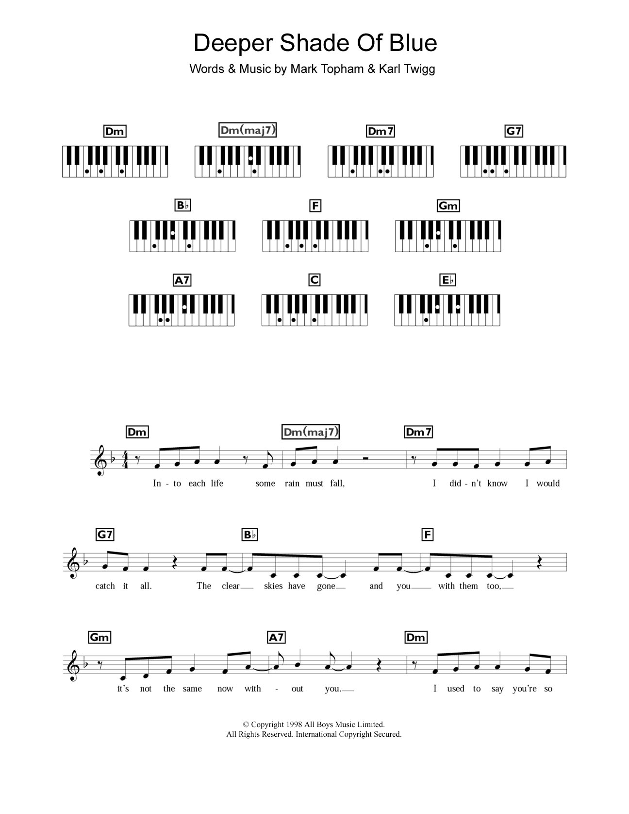 Steps Deeper Shade Of Blue Sheet Music Notes & Chords for Keyboard - Download or Print PDF