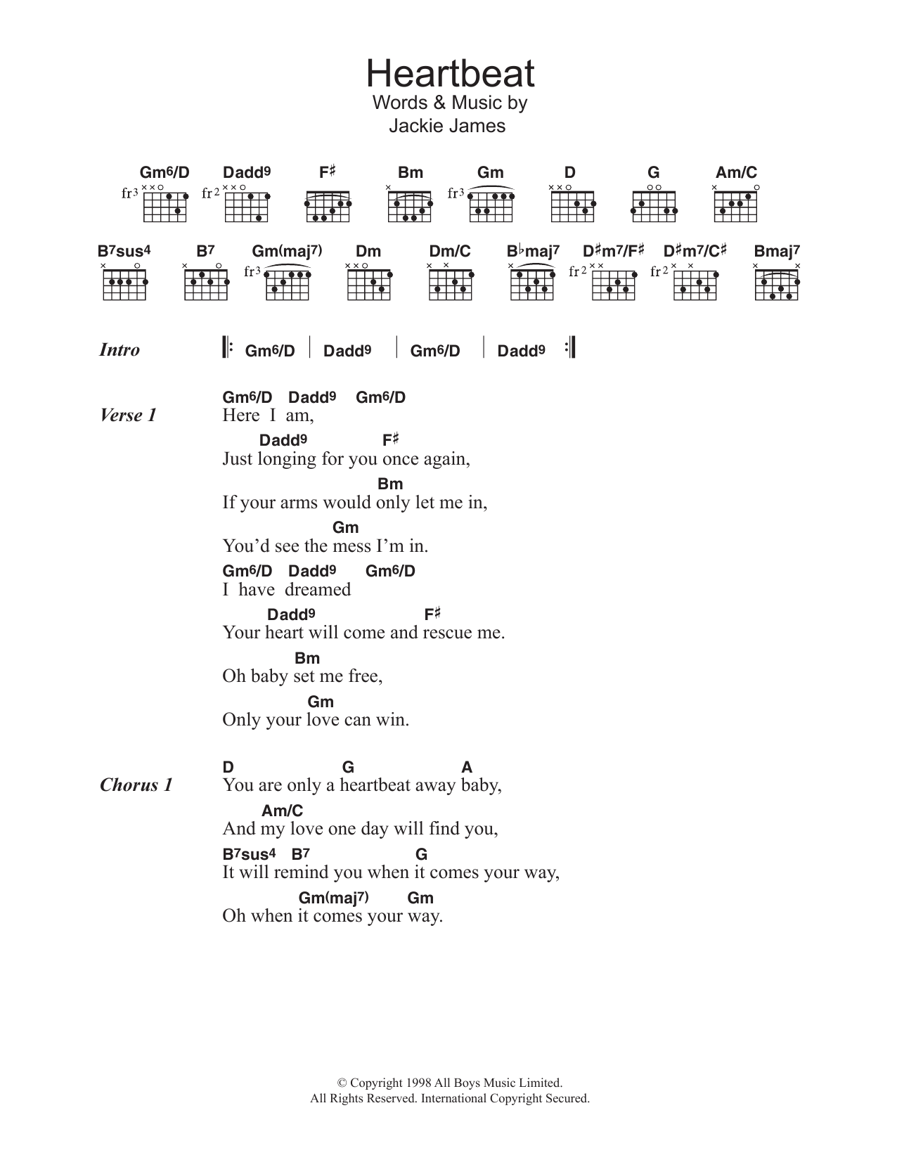 Steps Heartbeat Sheet Music Notes & Chords for Lyrics & Chords - Download or Print PDF