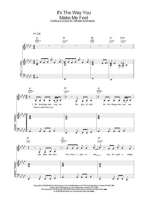 Steps It's The Way You Make Me Feel Sheet Music Notes & Chords for Piano, Vocal & Guitar - Download or Print PDF
