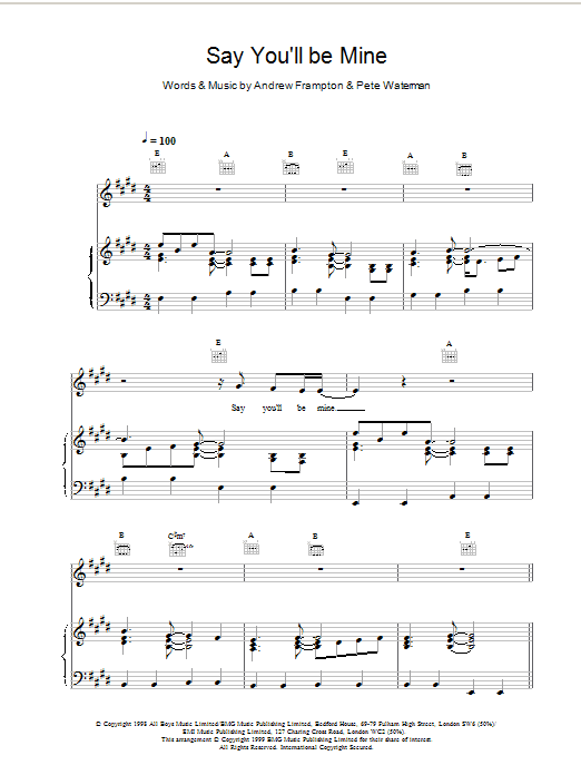 Steps Say Youll Be Mine Sheet Music Notes & Chords for Piano, Vocal & Guitar (Right-Hand Melody) - Download or Print PDF