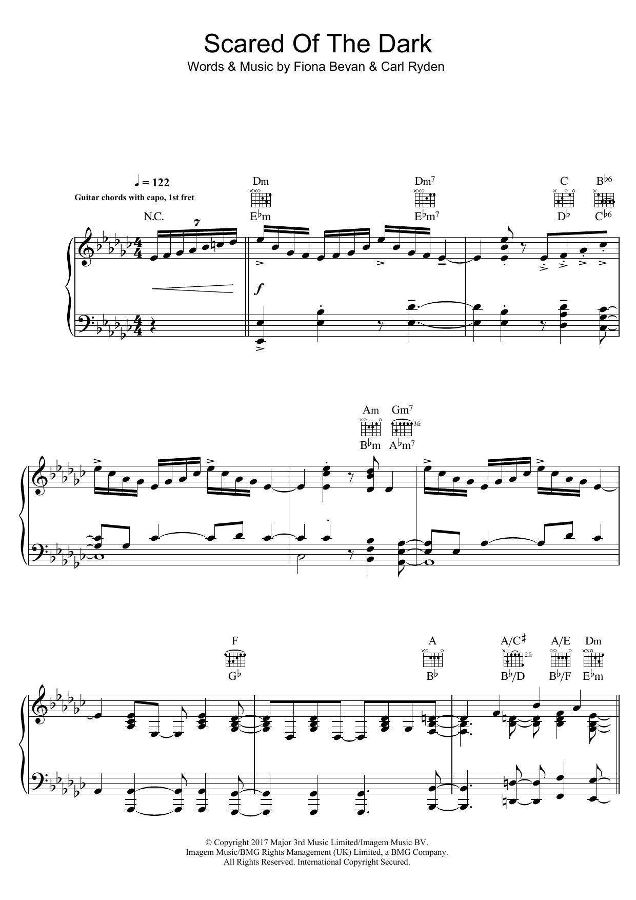 Steps Scared of the Dark Sheet Music Notes & Chords for Piano, Vocal & Guitar (Right-Hand Melody) - Download or Print PDF