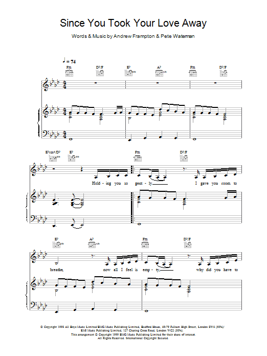 Steps Since You Took Your Love Away Sheet Music Notes & Chords for Keyboard - Download or Print PDF