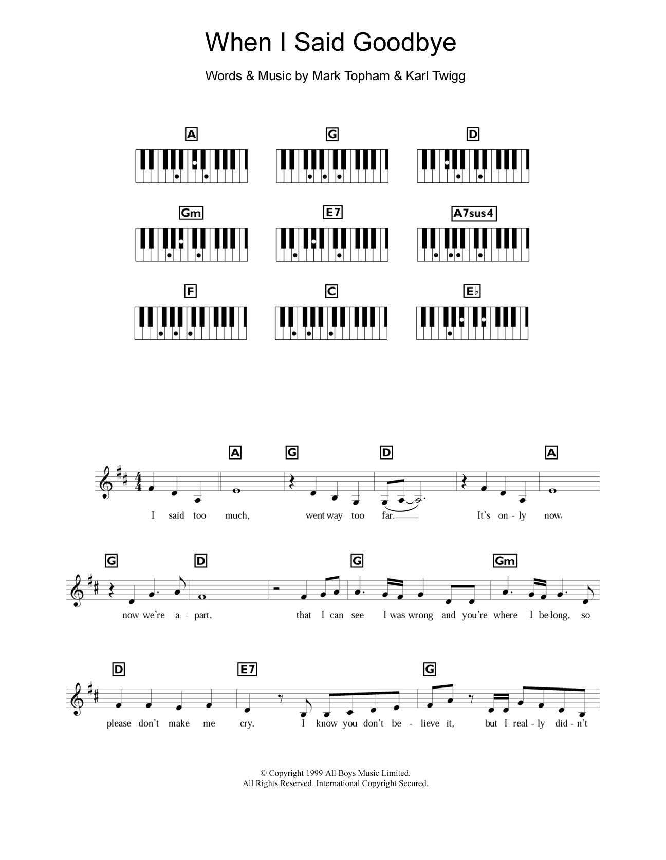 Steps When I Said Goodbye Sheet Music Notes & Chords for Keyboard - Download or Print PDF