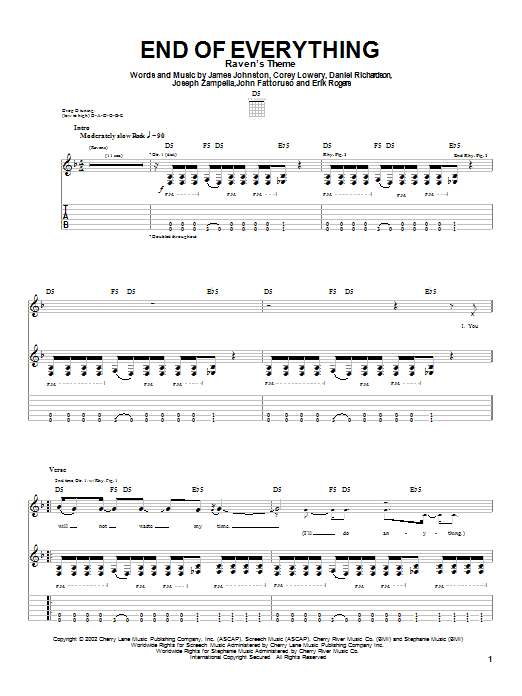 Stereomud End Of Everything Sheet Music Notes & Chords for Guitar Tab - Download or Print PDF