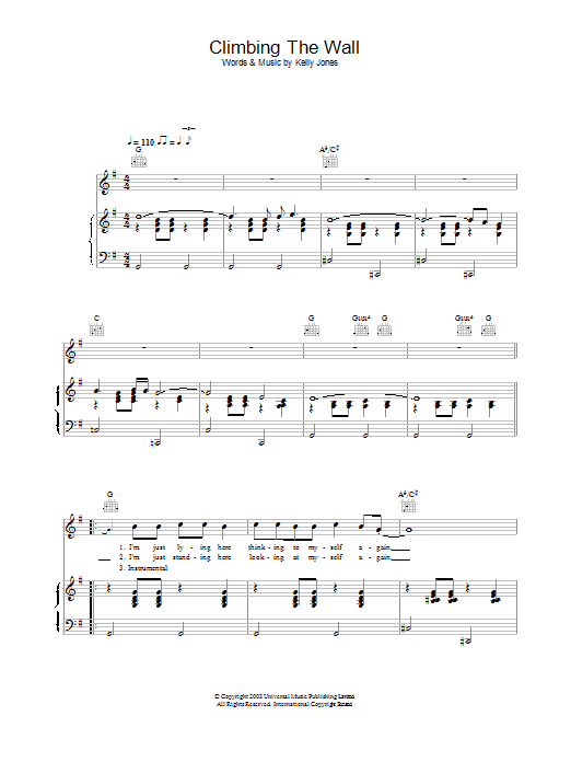 Stereophonics Climbing The Wall Sheet Music Notes & Chords for Piano, Vocal & Guitar - Download or Print PDF