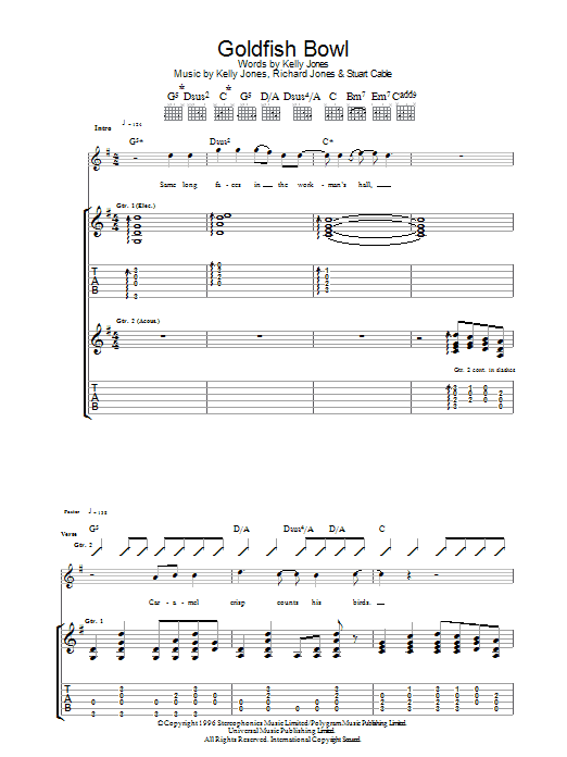 Stereophonics Goldfish Bowl Sheet Music Notes & Chords for Lyrics & Chords - Download or Print PDF