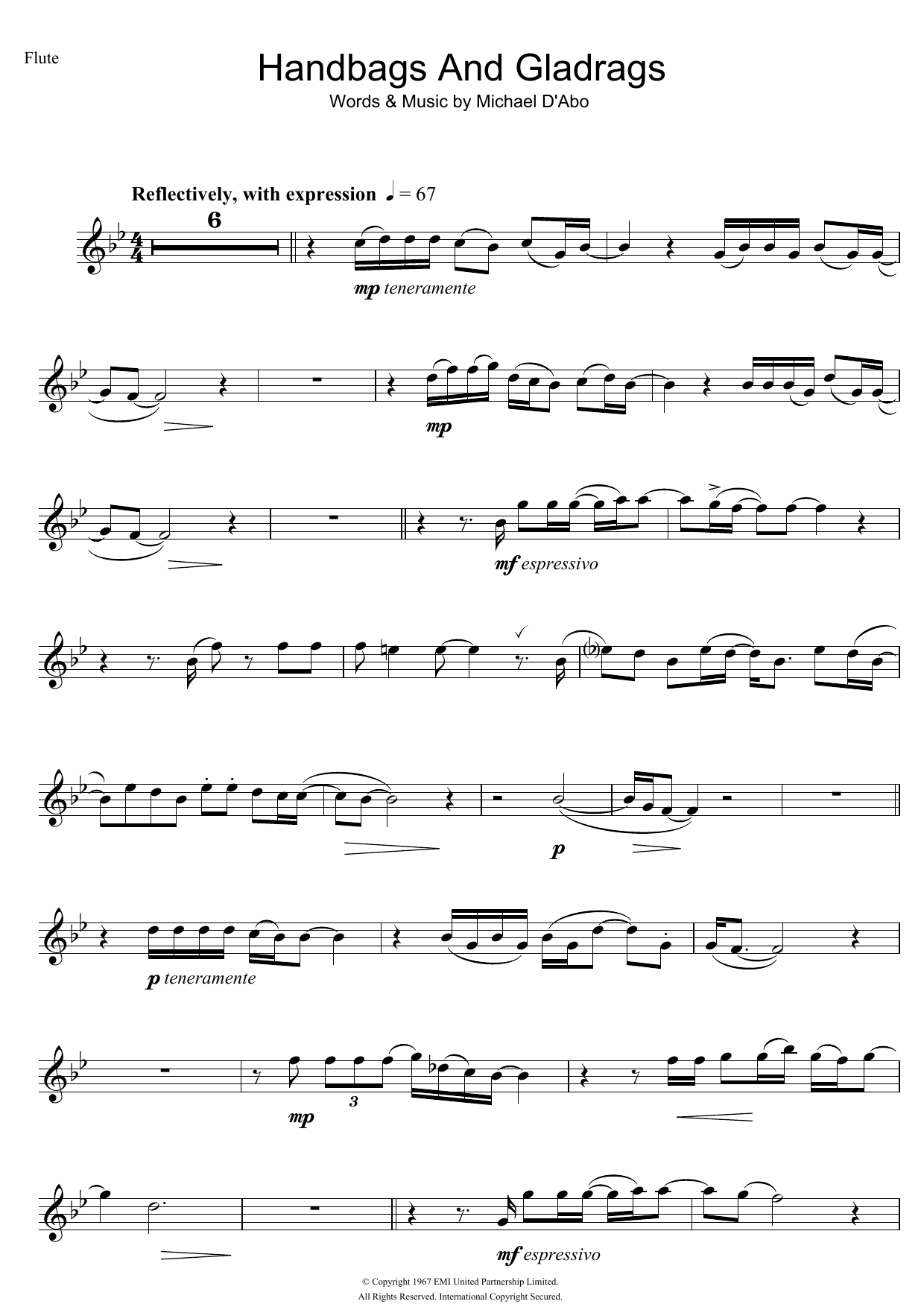 Stereophonics Handbags And Gladrags Sheet Music Notes & Chords for Flute - Download or Print PDF
