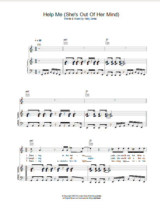 Stereophonics Help Me (She's Out Of Her Mind) Sheet Music Notes & Chords for Piano, Vocal & Guitar - Download or Print PDF