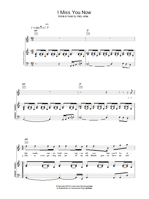Stereophonics I Miss You Now Sheet Music Notes & Chords for Lyrics & Chords - Download or Print PDF