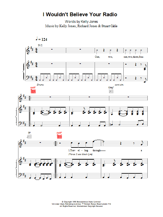 Stereophonics I Wouldn't Believe Your Radio Sheet Music Notes & Chords for Piano, Vocal & Guitar (Right-Hand Melody) - Download or Print PDF