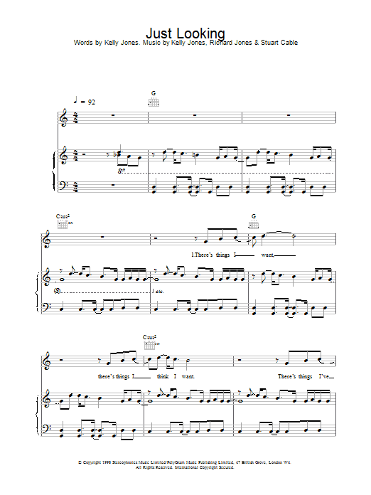 Stereophonics Just Looking Sheet Music Notes & Chords for Guitar Tab - Download or Print PDF