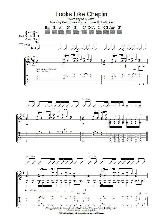 Stereophonics Looks Like Chaplin Sheet Music Notes & Chords for Lyrics & Chords - Download or Print PDF