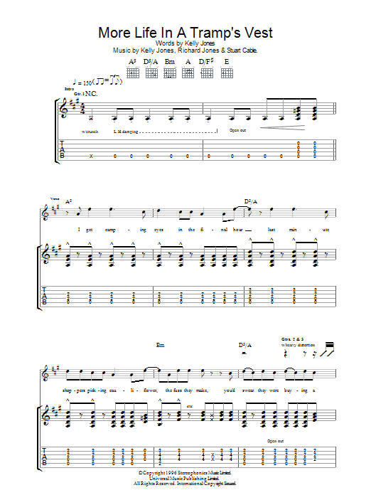 Stereophonics More Life In A Tramp's Vest Sheet Music Notes & Chords for Guitar Tab - Download or Print PDF