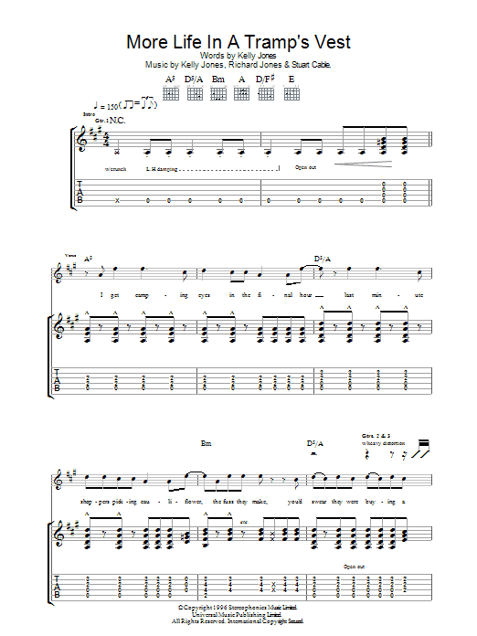 Stereophonics More Life In A Tramp's Vest Sheet Music Notes & Chords for Lyrics & Chords - Download or Print PDF