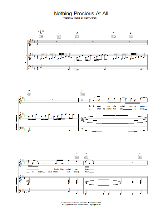 Stereophonics Nothing Precious At All Sheet Music Notes & Chords for Piano, Vocal & Guitar - Download or Print PDF