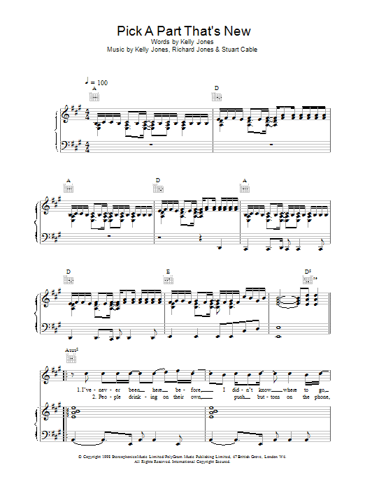 Stereophonics Pick A Part That's New Sheet Music Notes & Chords for Melody Line, Lyrics & Chords - Download or Print PDF