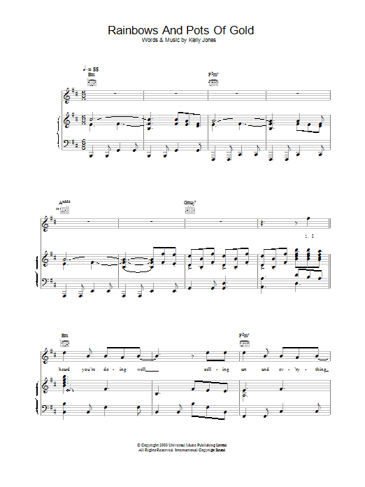 Stereophonics Rainbows And Pots Of Gold Sheet Music Notes & Chords for Piano, Vocal & Guitar - Download or Print PDF