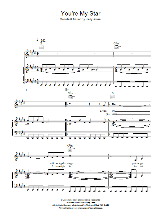 Stereophonics You're My Star Sheet Music Notes & Chords for Piano, Vocal & Guitar (Right-Hand Melody) - Download or Print PDF