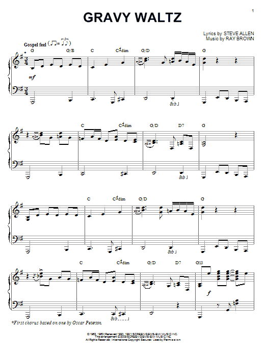 Steve Allen Gravy Waltz (arr. Brent Edstrom) Sheet Music Notes & Chords for Piano - Download or Print PDF