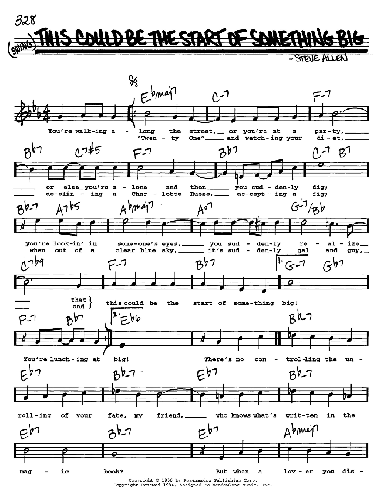 Steve Allen This Could Be The Start Of Something Big Sheet Music Notes & Chords for Real Book – Melody, Lyrics & Chords - Download or Print PDF
