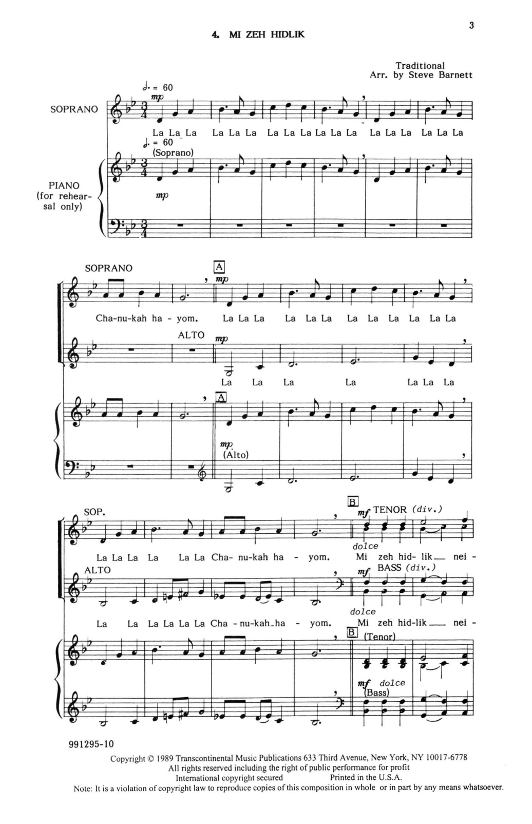 Steve Barnett Mi Zeh Hidlik Sheet Music Notes & Chords for SATB Choir - Download or Print PDF
