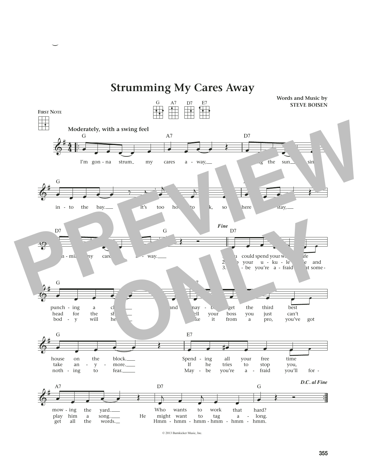 Steve Boisen Strumming My Cares Away (from The Daily Ukulele) (arr. Jim Beloff) Sheet Music Notes & Chords for Ukulele - Download or Print PDF