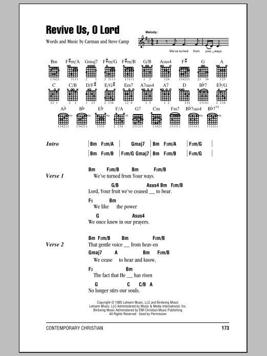 Steve Camp Revive Us, O Lord Sheet Music Notes & Chords for Lyrics & Chords - Download or Print PDF